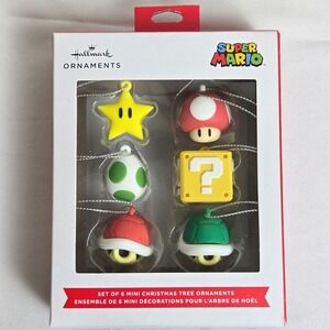 Hallmark Nintendo Super Mario Bros Mini Christmas Ornament Set, 6 Pieces, New